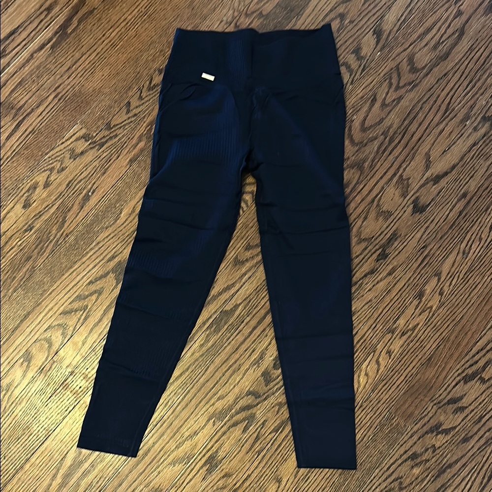 Aimn NAVY RIBBED SEAMLESS TIGHTS